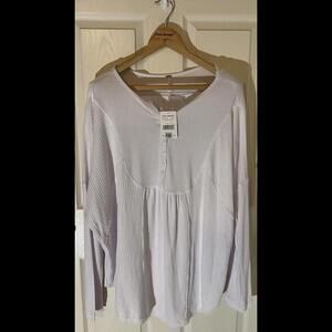 NWT FREE PEOPLE Women’s Leo Henley Size XL Color Painted White